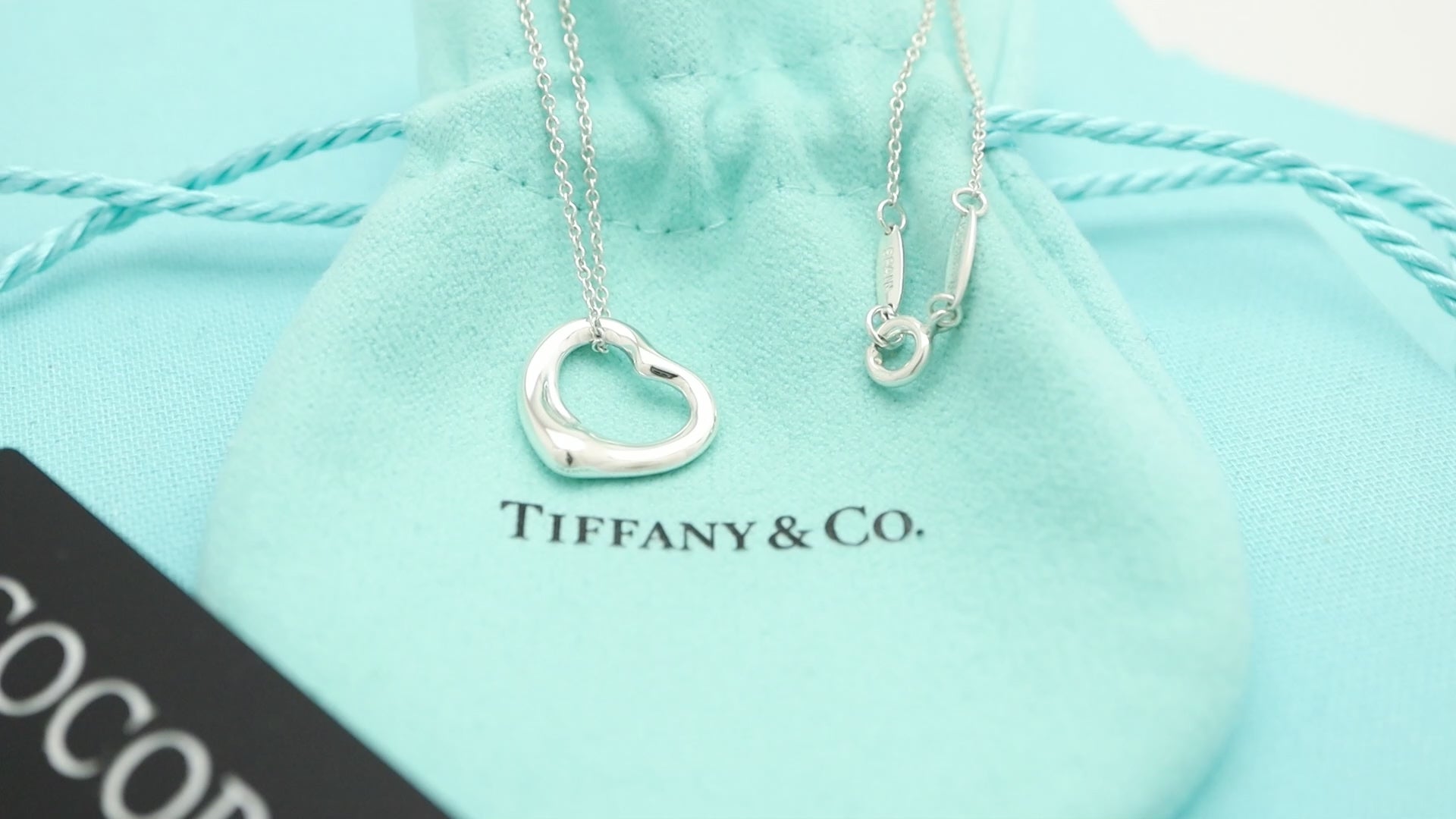 Tiffany & Co. Open Heart Pendant Necklace Sterling Silver 925
