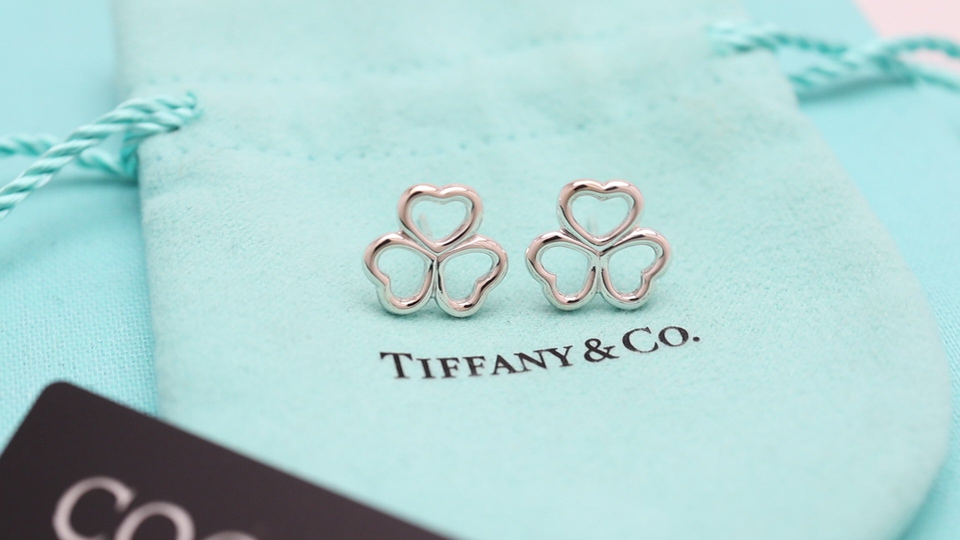 TIFFANY&Co. 3 ハート クローバー スタッド ピアス AG925