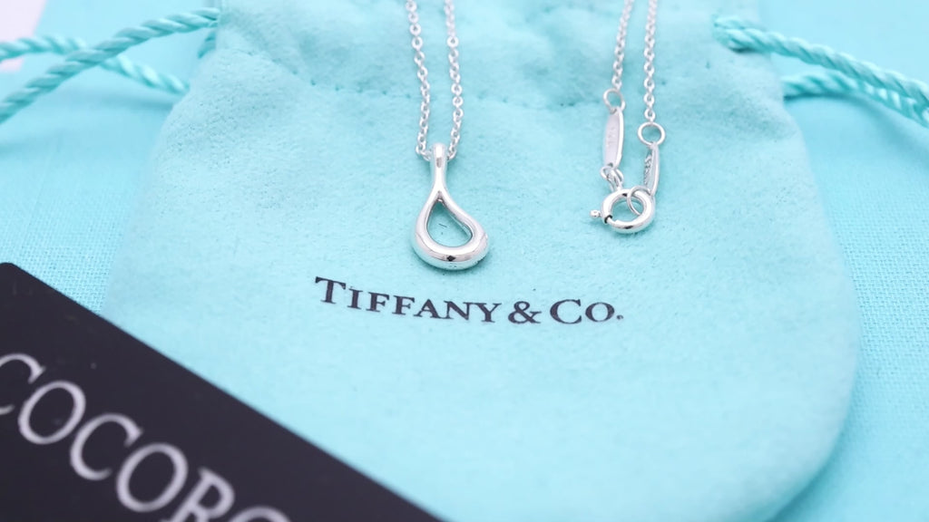  Tiffany & Co. Open Teardrop Necklace Pendant Sterling Silver 925 