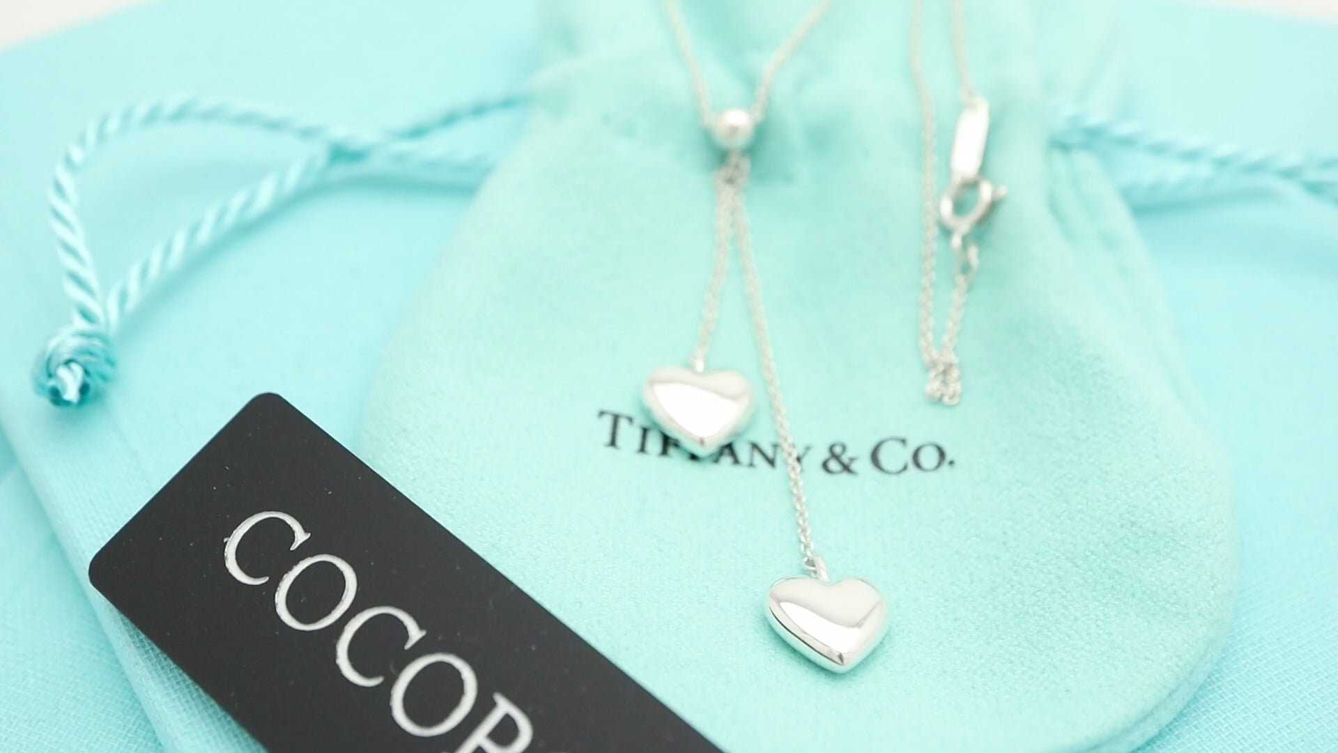 TIFFANY&Co. ダブル パフ ハート ドロップ ネックレス AG925