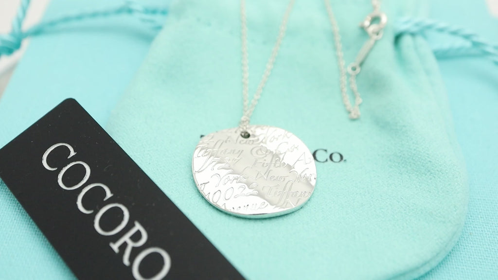 Tiffany & Co. Notes New York Large Wavy Round Circle Necklace Sterling Silver 925