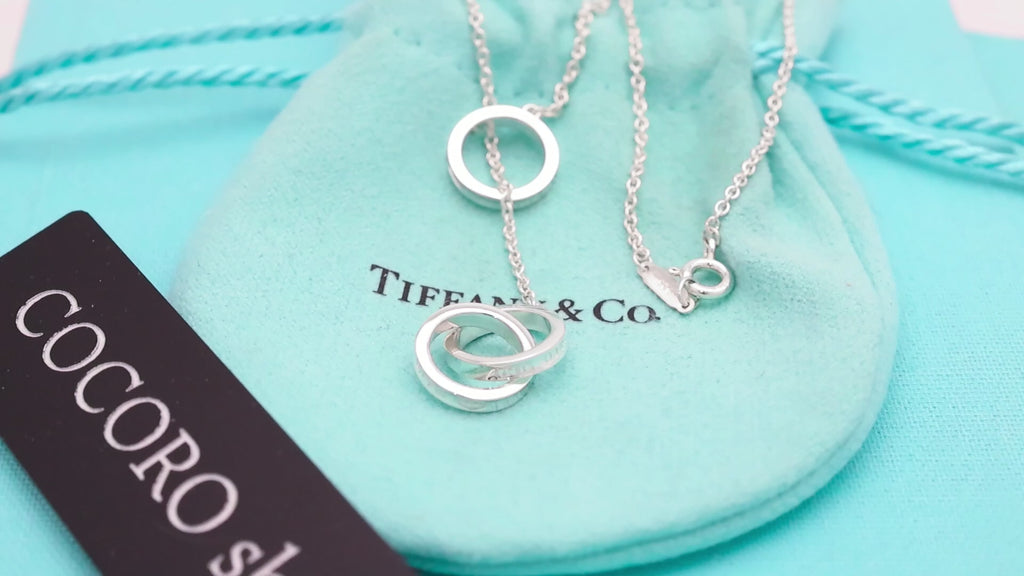 Tiffany & Co. 1837 Interlocking Circles Lariat Necklace Sterling Silver 925