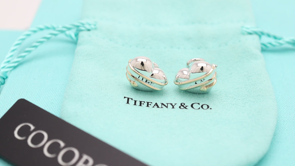 TIFFANY&Co. ハート アロー キューピット コンビ クリップ ピアス AG925 AU750